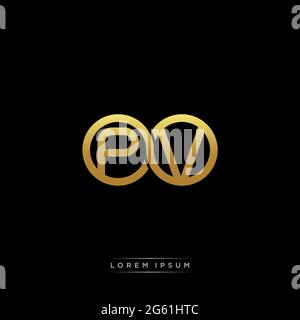initial letter linked circle capital monogram logo modern template gold color version isolated on black background Stock Vector