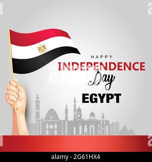 Happy Independence Day Egypt 23rd July A Boy And Girl Running With Egyptian Flag Vector Illustration Design Stock Vector Image Art Alamy