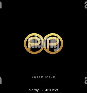 initial letter linked circle capital monogram logo modern template gold color version isolated on black background Stock Vector