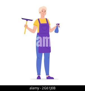A woman dressed in a uniform with wiper.  Stock Vector