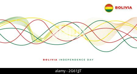 Bolivia Independence Day with red, yellow, and green line colors design. good template for Bolivia National Day design. Stock Vector
