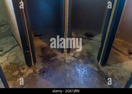 USHUAIA, ARGENTINA - MARCH 6, 2015: Toilets a prison, where Museo del Presidio is located, Ushuaia, Argentina Stock Photo