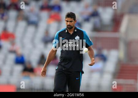 Manchester, UK. 01st July, 2021. Ish Sodhi of Worcestershire Rapids in Manchester, United Kingdom on 7/1/2021. (Photo by Conor Molloy/News Images/Sipa USA) Credit: Sipa USA/Alamy Live News Stock Photo