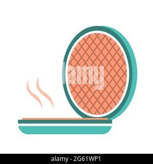 Open hot waffle iron. Electric kitchen appliance for frying and baking. Vector isolated illustration in flat style Stock Vector