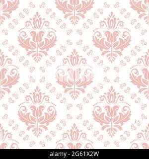 Classic seamless vector pattern. Damask orient pink ornament. Classic vintage background. Orient ornament for fabric, wallpaper and packaging Stock Vector