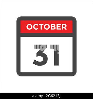 October 31 calendar icon - day of month Stock Vector