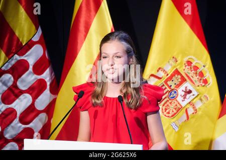 Barcelona, Madrid, Spain. 1st July, 2021. Crown Princess Leonor attends Award Ceremony of the '2020 and 2021 Princess of Girona Foundation Awards' at Caixaforum on July 1, 2021 in Barcelona, Spain Credit: Jack Abuin/ZUMA Wire/Alamy Live News Stock Photo