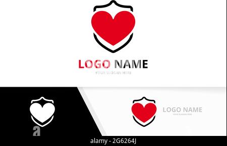 Vector safe heart logo combination. Love and security logotype design template. Stock Vector