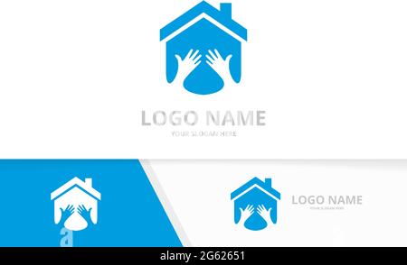 Vector real estate and embrace logo combination. House and hands logotype design template. Stock Vector