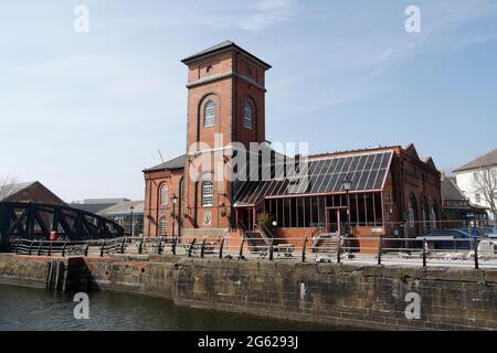 Swansea marina and the former Pump House building converted to a bar, Wales UK Stock Photo
