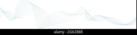 Abstract blue wavy lines on white background - Vector illustration Stock Vector