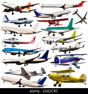 Different airplanes flying Stock Photo
