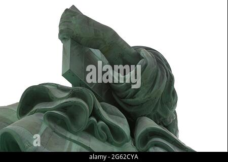 New York, USA. 01st July, 2021. A bottom view of the Statue of Liberty's left arm seen from the pedestal base of the statue on Liberty Island, New York City Harbor, NY, July 1, 2021. Designed by French sculpture Frédéric Auguste Bartholdi, “Liberty Enlightening the World”, know as the Statue of Liberty, was a gift from the people of France to United States. (Photo by Anthony Behar/Sipa USA) Credit: Sipa USA/Alamy Live News Stock Photo