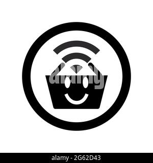 e commerce basket button with funny WiFI logo and vector icon Stock Photo