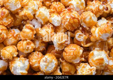 Pile of Carmel Corn Background Texture Close. Up. Stock Photo