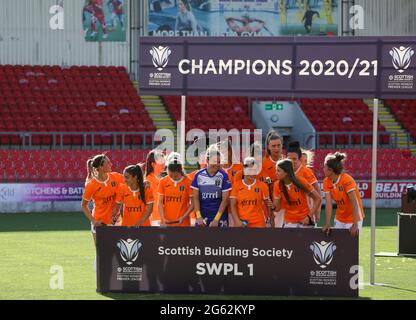 Glasgow, UK. 06th June, 2021. Glasgow City wait for Champions Trophy on the Scottish Women's Premier League match between Glasgow City and Rangers played at Broadwood Stadium in Glasgow, Scotland Credit: SPP Sport Press Photo. /Alamy Live News Stock Photo