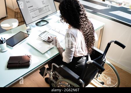 Disabled Professional Accountant African Lady In Wheelchair Stock Photo