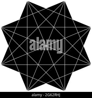 Geometric polygone element with angles drawn. Intersected lines star shape – Stock vector illustration, clip-art graphics Stock Vector