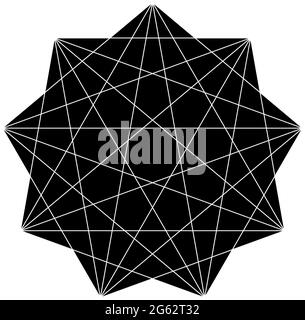 Geometric polygone element with angles drawn. Intersected lines star shape – Stock vector illustration, clip-art graphics Stock Vector