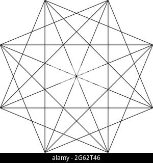 Geometric polygone element with angles drawn. Intersected lines star shape – Stock vector illustration, clip-art graphics Stock Vector