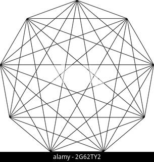 Geometric polygone element with angles drawn. Intersected lines star shape grid, mesh – stock vector illustration, clip-art graphics Stock Vector