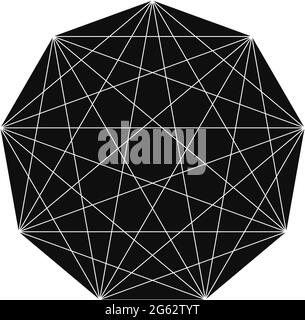 Geometric polygone element with angles drawn. Intersected lines star shape grid, mesh – stock vector illustration, clip-art graphics Stock Vector