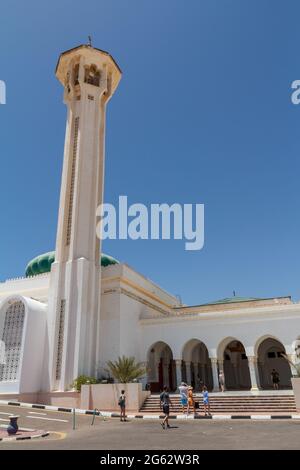 SHARM EL SHEIKH, EGYPT - JUNE 3, 2021: Al-Salam Mosque in Sharm el Sheikh city in Egypt. Stock Photo