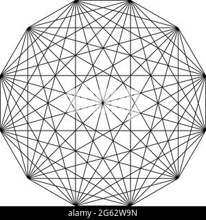 Geometric polygone element with angles drawn. Intersected lines star shape grid, mesh – stock vector illustration, clip-art graphics Stock Vector