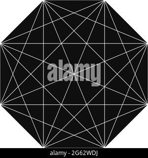 Geometric polygone element with angles drawn. Intersected lines star shape grid, mesh – stock vector illustration, clip-art graphics Stock Vector