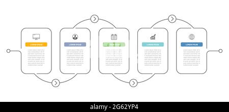 7 data infographics timeline tab thin line index template. Vector illustration abstract background. Can be used for workflow layout, business step, ba Stock Vector