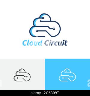 Cloud Circuit Technology Internet Data Drive Logo Stock Vector