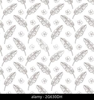 Line Drawing Jungle Seamless Pattern for background, backdrop, wallpaper, wrapping paper, package, web, spa and beauty care products, fabric, textile Stock Vector