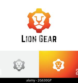 Predator Lion Gear Strong Machine Industry Logo Stock Vector