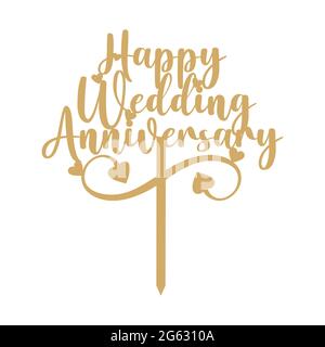 Wedding Anniversary Cake Topper Vector Stock Vector