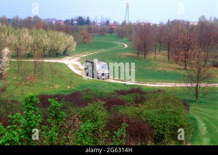 - the Park of the Oaks (Seveso, Lombardy, Italy), realized covering the area polluted by diossina after the ecological disaster of Seveso in the june of 1976  - il Parco delle Quercie, realizzato coprendo la zona inquinata dalla diossina dopo il disastro ecologico di Seveso nel giugno del 1976 Stock Photo