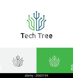 Technology Tree Circuit Branch Computer Electronic Logo Stock Vector