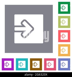 Import object flat icons on simple color square backgrounds Stock Vector