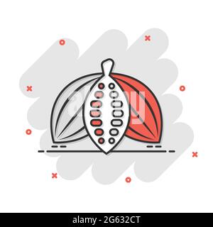 Cocoa bean icon in flat style. Chocolate cream vector illustration on white isolated background. Nut plant business concept. Stock Vector