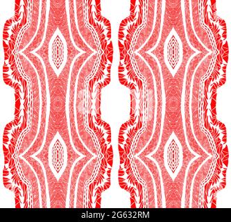 Red symmetrical pattern on a white background. Vector ethnic ornament for decoration. Lace design. Stock Vector