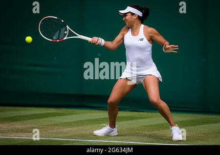 London, UK. 01st July, 2021. Heather Watson of Great Britain playing doubles with Harriet Dart at The Championships Wimbledon 2021, Grand Slam tennis tournament on July 1, 2021 at All England Lawn Tennis and Croquet Club in London, England - Photo Rob Prange/Spain DPPI/DPPI Credit: Independent Photo Agency/Alamy Live News Stock Photo
