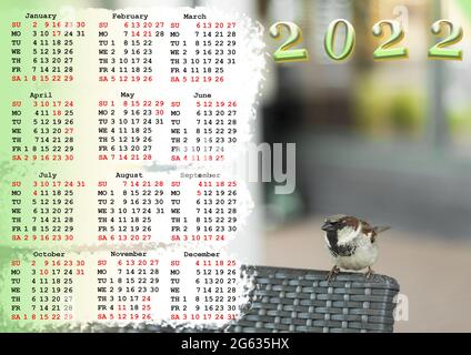Calendar For 2022 With Us Holidays Calendar With A Picture Of A Clock Calendar With Black Clock Stock Photo Alamy