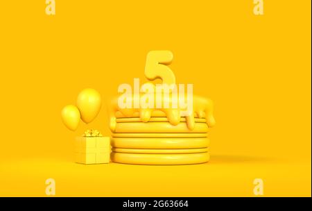 Numero 5 festa di compleanno di composizione con palloncini e confezioni  regalo. Il rendering 3D Foto stock - Alamy