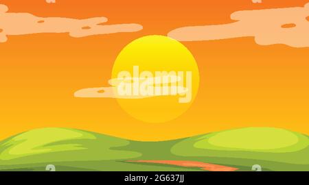Picture with frame, sunset or sunrise. Drawing sketch vector Stock Vector  Image & Art - Alamy