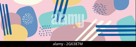 Drawn multicolored elements, abstract panoramic background - Vector illustration Stock Vector
