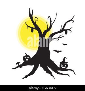 Halloween tree for your design for the holiday Halloween. Vector illustration Stock Vector
