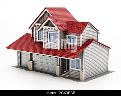 Large luxury house isolated on white background. 3D illustration. Stock Photo