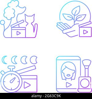 Video online gradient linear vector icons set Stock Vector