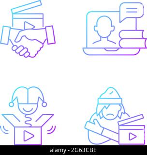Different video gradient linear vector icons set Stock Vector