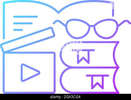 Book review videos gradient linear vector icon Stock Vector