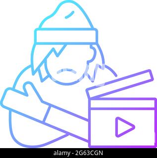 Social videos gradient linear vector icon Stock Vector